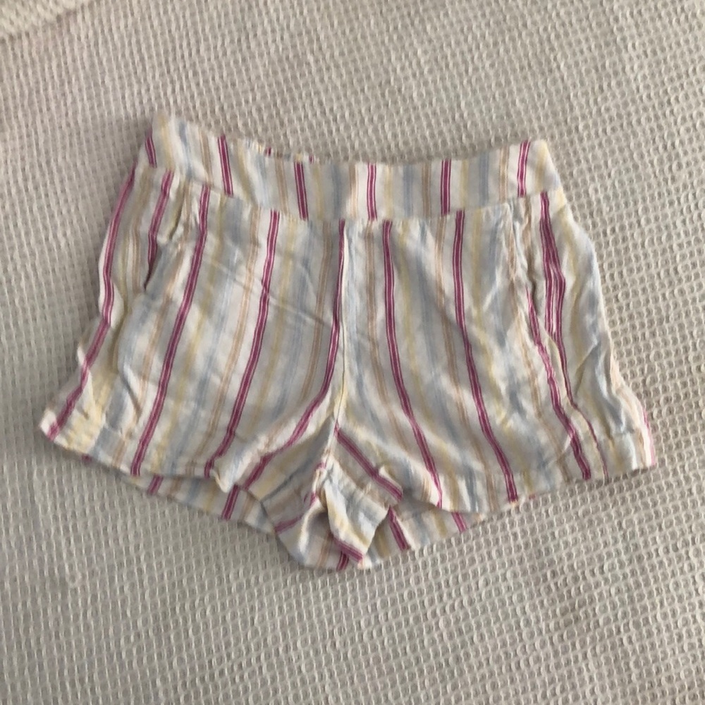 GAP Small White Striped Linen Shorts with Pockets